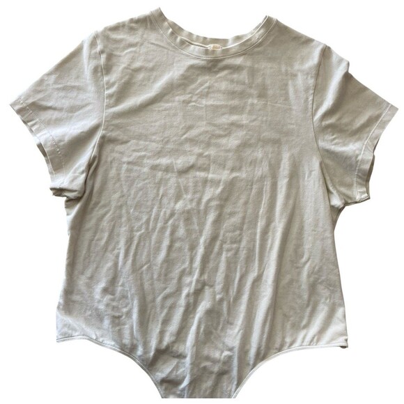 Skims Cotton Jersey Bodysuit T-Shirt Women’s 4X Cream Short Sleeve Stretch Snap - Picture 2 of 8